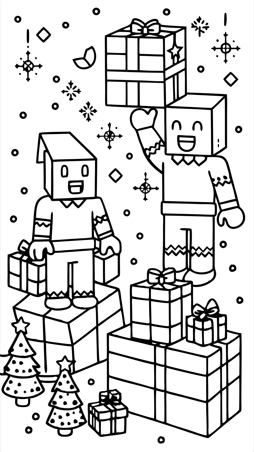 minecraft christmas coloring pages